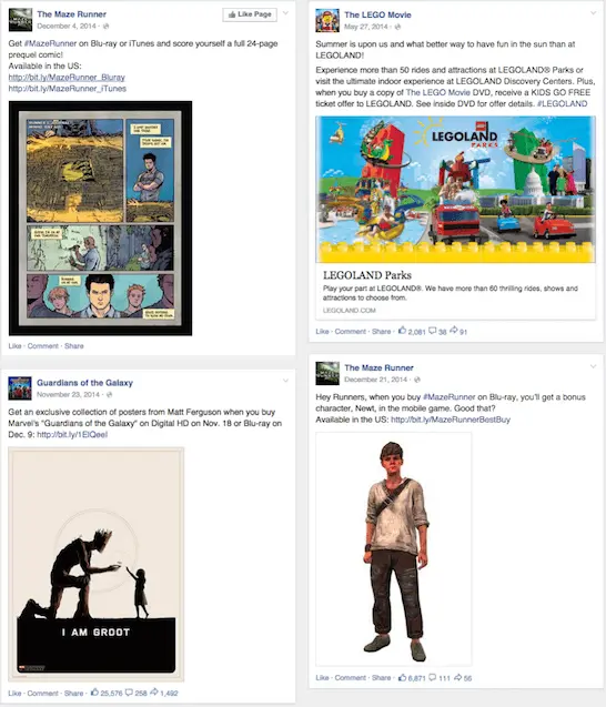 Best Facebook posts analytics for movies