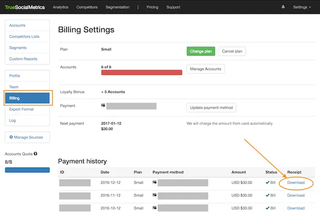 How to download receipts