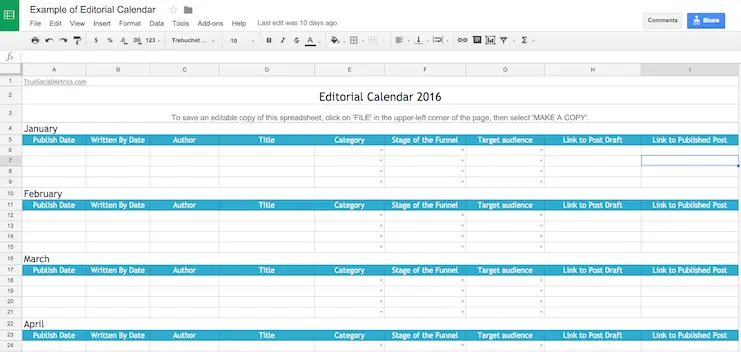 editorial calendar template