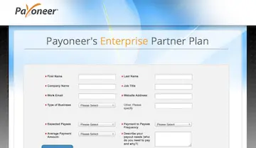 Payoneer signup page