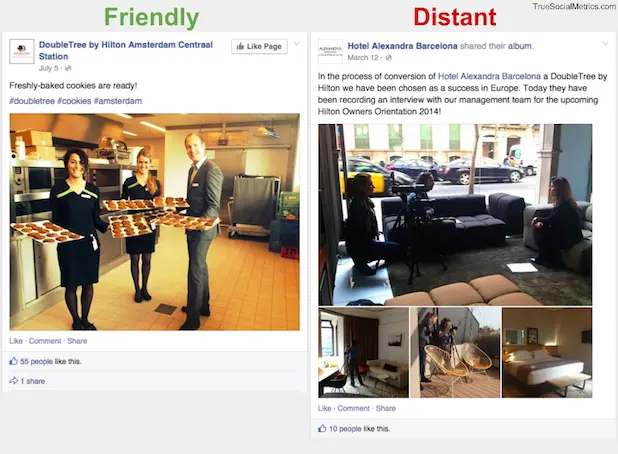 Facebook posts analytics for DoubleTree Amsterdam vs DoubleTree Barcelona hotels