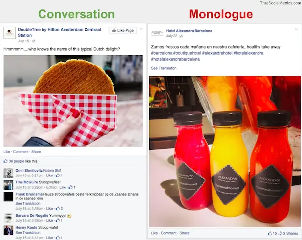 Facebook posts analytics for DoubleTree Amsterdam vs DoubleTree Barcelona hotels